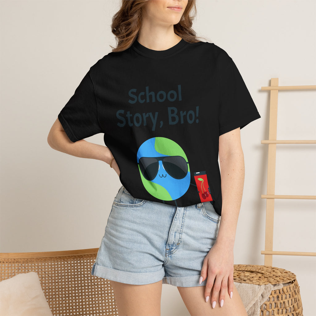 School Story Bro Earth Character T-shirt | Back To Reality School Graphic Tee