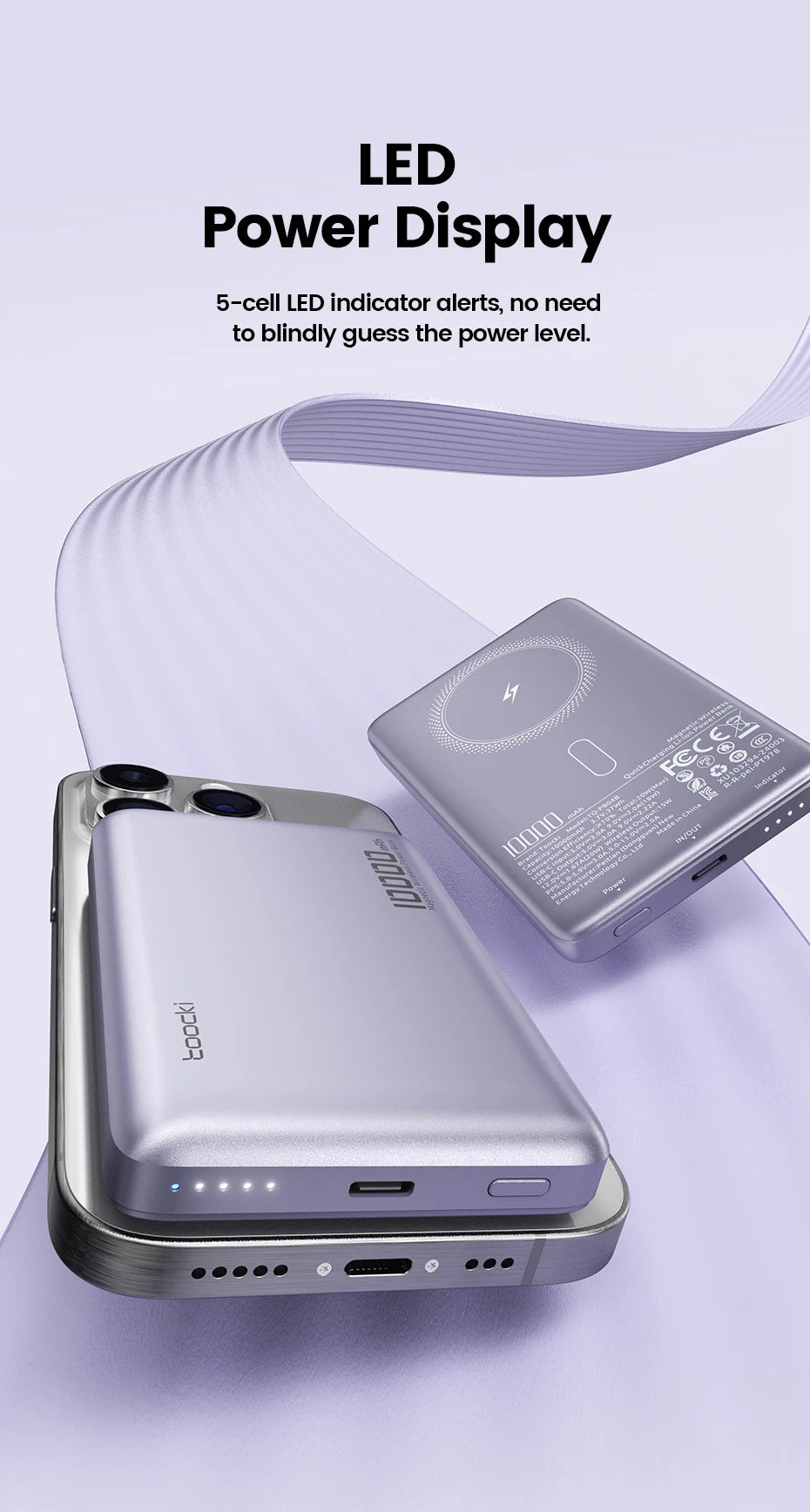 Toocki Magenetic PowerBank 5000mAh 15W Wireless Charging for Magsafe PD 20W Extenal Battery for iPhone 17 16 15 14 13 Pro Max