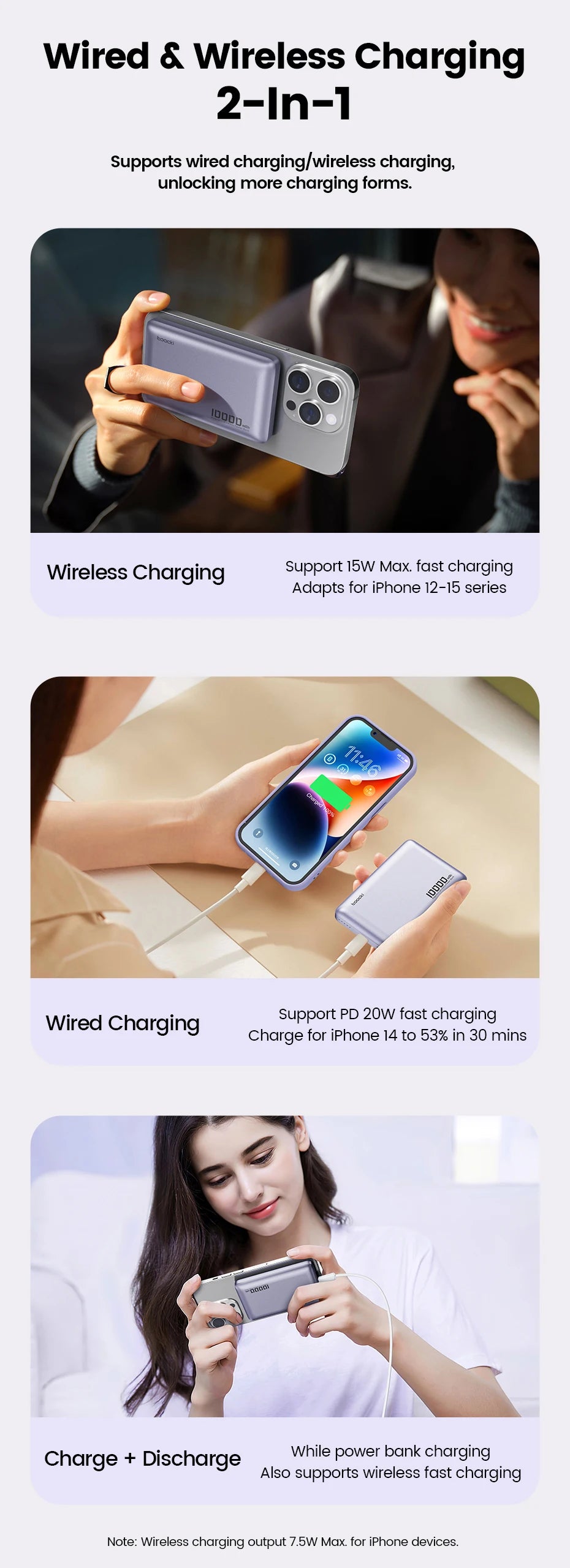 Toocki Magenetic PowerBank 5000mAh 15W Wireless Charging for Magsafe PD 20W Extenal Battery for iPhone 17 16 15 14 13 Pro Max