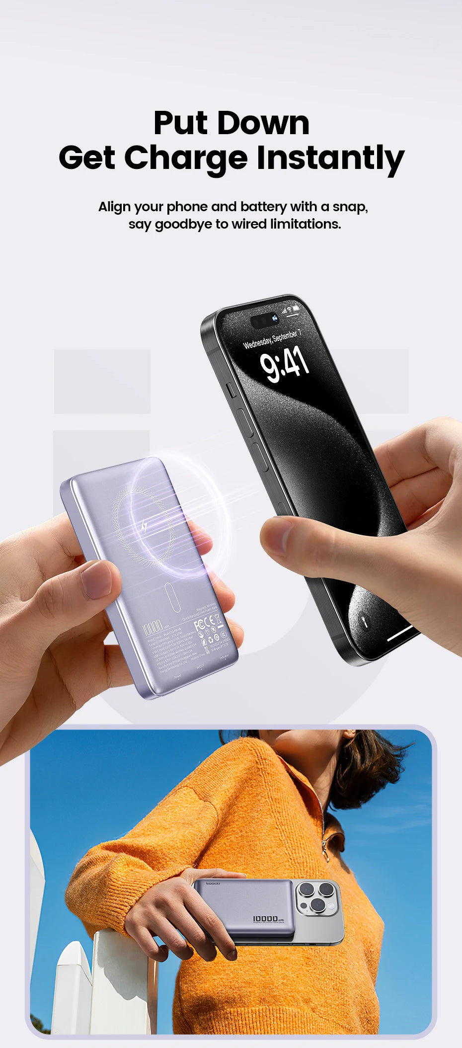 Toocki Magenetic PowerBank 5000mAh 15W Wireless Charging for Magsafe PD 20W Extenal Battery for iPhone 17 16 15 14 13 Pro Max
