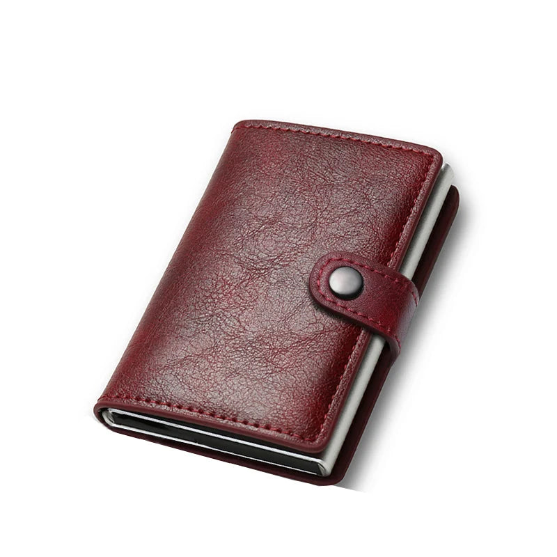 Carbon Fiber Credit Card Holder Wallet Men Rfid Smart Metal Thin Slim Pop Up Minimalist Wallet Small Black Purse Metal Vallet