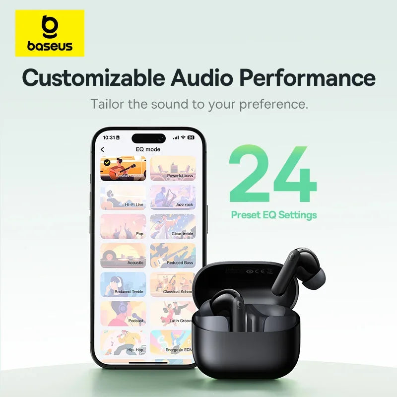 Baseus Bass EP10/BP1 NC -43dB Noise Cancelling ANC True Wireless Earbuds Bluetooth 6.0 In-Ear Wireless Earphones 4-Mics Ear buds