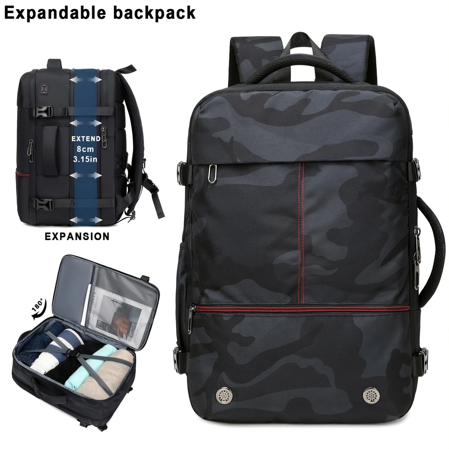 Vacuum backpack, 60 liter expandable backpack with vacuum compression, travel backpack, casual backpack, two styles