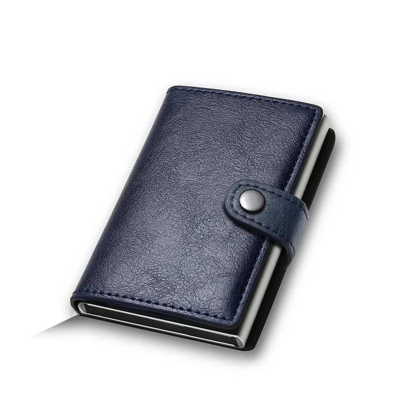 Carbon Fiber Credit Card Holder Wallet Men Rfid Smart Metal Thin Slim Pop Up Minimalist Wallet Small Black Purse Metal Vallet